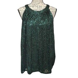 Grace Karen GREEN SEQUIN Halter Top Plus 2X Whimsigoth Garden Fairy Holiday